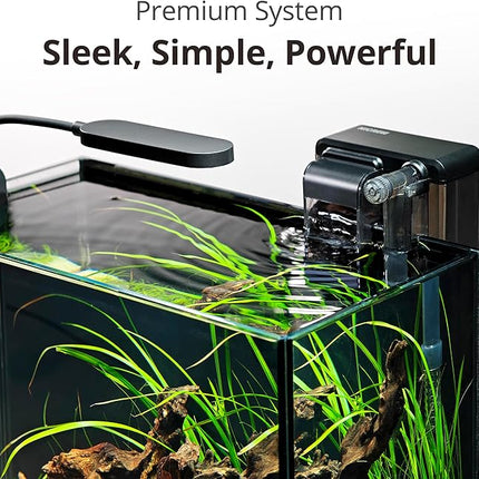NICREW 2.5 Gallon Nano Nature Aquarium Kit, Ultra-Clear Rimless Desktop Fish Tank with Light and Filter, Perfect for Small Fish, Shrimp, or Betta, Basic Version, Black