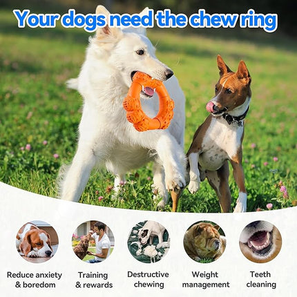 Indestructible Dog Chew Ring Toys for Aggressive Chewers, Super Chewer Toy for Medium Large Dogs, Puppy Teething Rings, Interactive Ring for Boredom,Heavy Duty Dog Teething Toys