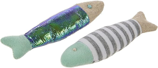 Petlinks (2 Count) HappyNip Flipper Fish Cat Toys, Contains Silvervine & Catnip - Multi Color, 2 Count