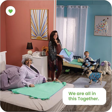 IMPROVIA® Washable Underpads, 34" x 36" (Pack of 6) - Heavy Absorbency Reusable Incontinence Pads for Kids, Adults, Elderly, and Pets - Waterproof Protective Pad for Bed, Couch, Sofa, Furniture, Floor