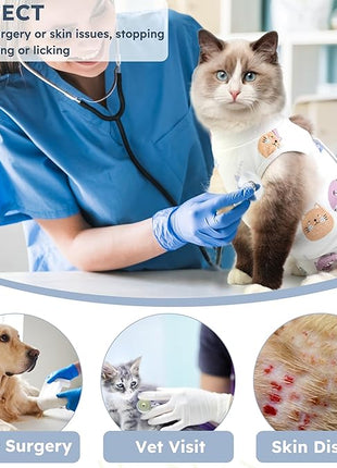 Cat Recovery Suit for Spay Abdominal Wounds, Breathable Cat Onesie for Cats After Surgery Female, Kitten Surgical Recovery Suit Female Cone of Shame Alternative for Cats Anti Licking