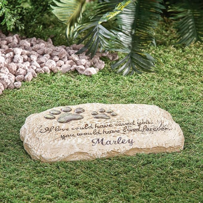 Fox Valley Traders Custom Forever Pet Memorial Garden Stone, Customized Indoor/Outdoor Décor, Crafted with 100% Resin, Loss of Pet Sympathy Gift – Measures 12” Long x 7 ½” Wide x ½” High