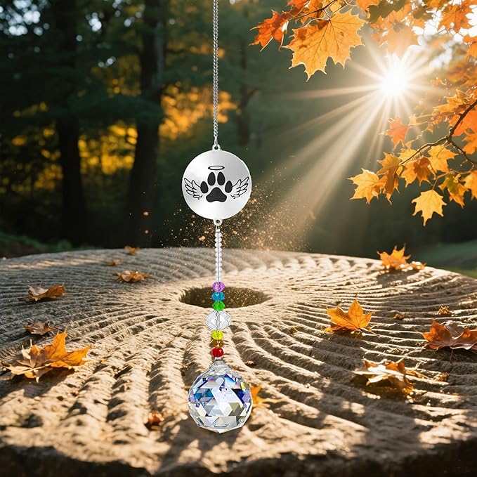 Dog Memorial Gifts for Loss of Dog, Pet Sympathy Gifts Crystal Window Suncatcher,Bereavement Memorial SunCatcher,Remembrance Pet Passing Away Loss(B)