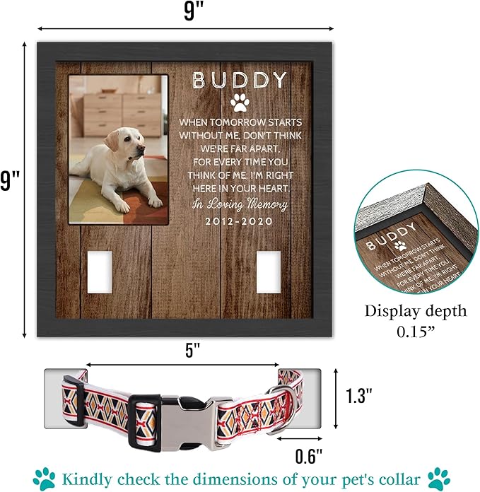 Customized Dog Memorial Gifts for Loss of Dog, Pet Memorial Gifts for Dogs, in Memory of Dog,Pet Sympathy Gifts for Dogs, Pet Memorial Gifts Cat, Dog Memorial Collar Frame, Pet Loss Gifts