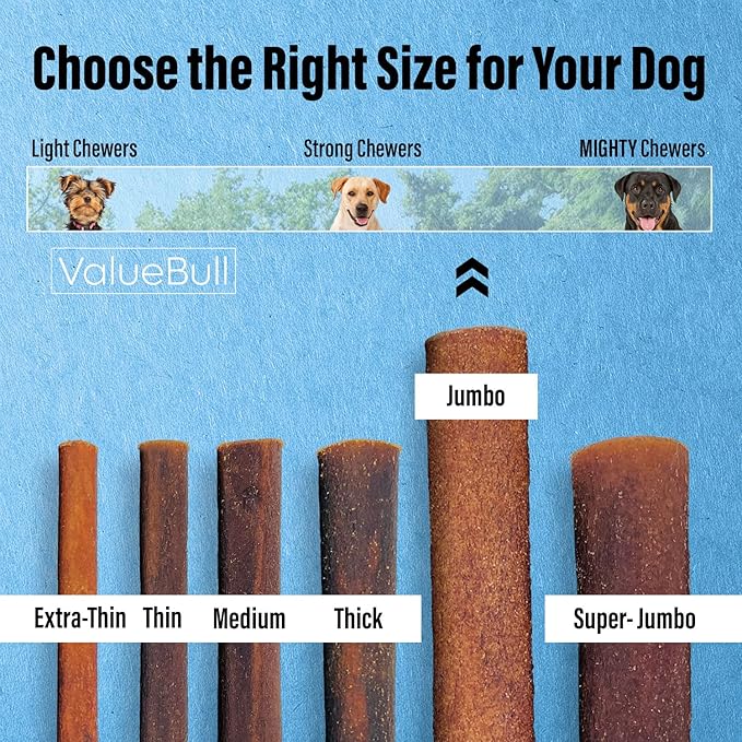 ValueBull Collagen Sticks for Dogs, 6 Inch Jumbo Chews, Natural Long-Lasting Dog Treats, 50 Count - Supports Joints, Skin & Coat with Chondroitin & Glucosamine