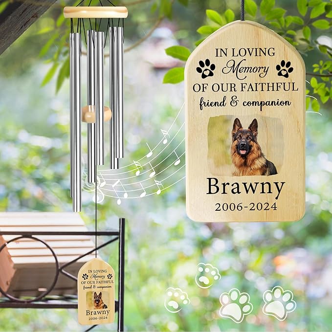 Pet Memorial Gifts, Personalized Pet Memorial Wind Chimes, Pet Loss Gifts, Dog Memorial Gifts for Loss of Dog, Pet Loss Sympathy Gift, Pet Remembrance Gift, in Memory of Pet - Friend and Companion