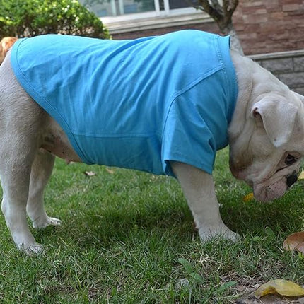 Lovelonglong Bulldog Clothes Dog Clothing Blank T-Shirt Tee Shirts for French Bulldog English Bulldog American Pit Bull Pugs 100% Cotton Skin Care Lake-Blue B-L