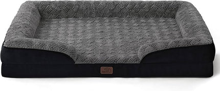 Bedsure XL Orthopedic Dog Bed for Extra Large Dogs - Washable XLarge Dog Cat Bed Waterproof, Comfort Dogs Couch Sofa with Washable Removable Cover, Pet Bed with Nonskid Bottom, Plush-Black, 42"