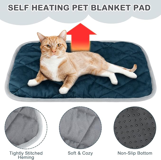 4 Pack Self Heating Cat Pad Self Warming Dog Mat Reflects Body Heat Extra Warm Thermal Pet Pad Washable Dog Cat Bed Crate Bed Mat Blanket(Mixing Colors,16 x 20 Inch)