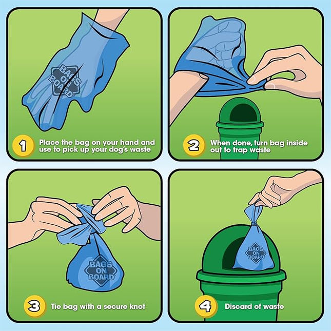 Bags On Board Dog Poop Bags | Strong, Leak Proof Dog Waste Bags | 9 x14 Inches, 315 Blue Bags