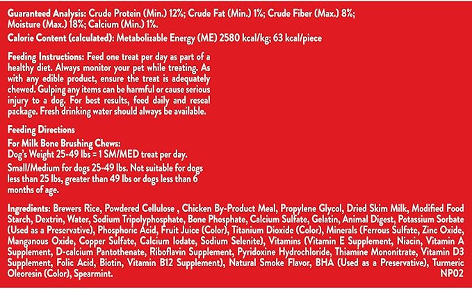 Milk-Bone Fresh Breath Brushing Chews, 9 Small/ Medium Daily Dental Dog Treats (Pack of 5) Scrubbing Action Helps Clean Teeth