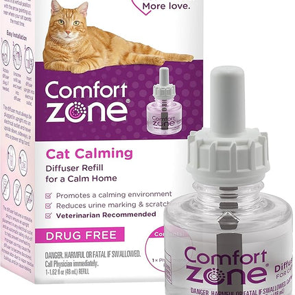 Comfort Zone Cat Calming Diffuser Refill, 1 Pack – Cat Calming Pheromone Refills Help Reduce Anxiety, Stress, Scratching, Urine Marking, Aggression, (30-Day Refill, 30-Day Supply)