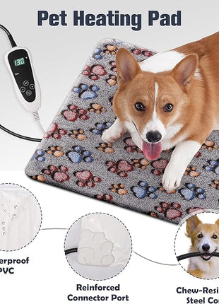 Cat Heating Pad, Waterproof Pet Heating Pad for Cats Dog Indoor, 11 Adjustable Temperature Cat Warming Bed Mat with Timer, Indoor Heated Bed with Chew Resistant Cord (L: 35'' L X 24'' W)
