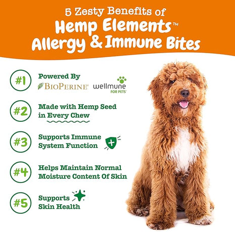 Zesty Paws Dog Allergy Relief - Anti Itch Supplement - Omega 3 Probiotics for Dogs - Salmon Oil Digestive Health - Soft Chews for Skin & Seasonal Allergies - with Epicor Pets – Hemp - 90 Count…