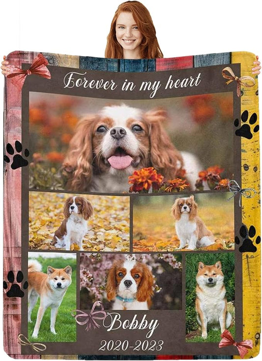 Artsadd Custom Dog Memorial Gifts for Loss of Pet Cat, Personalized Dog Memorial Blanket with Photos, Pet Memorial Gifts, Pet Loss Gifts, Pet Memorial Throw Blanket, Gifts for Pet Cat Lovers