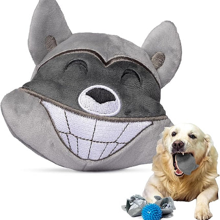ZENPOKI 3-in-1 Dog Toys - Squeaky interactive - Medium, Large & Small Breeds, Puppy Teething - Grey
