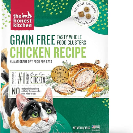 The Honest Kitchen Human Grade Whole Food Clusters Grain Free Chicken Dry Cat Food, 1 lb Trial Pouch
