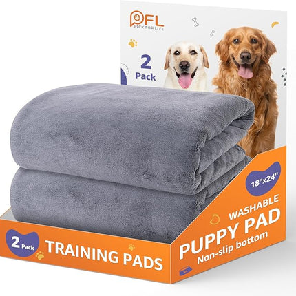 Washable Dog Pee Pads 24x36 2Pack Reusable, Absorb Dog Mats Non-Slip for Puppy Training, Whelping, Potty, Playpen, Crate