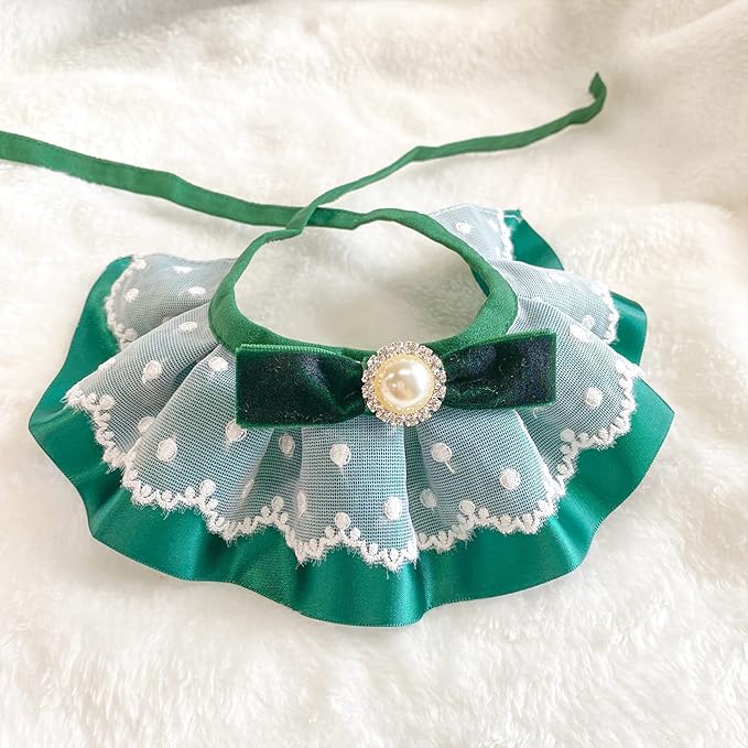 2PCS Christmas Dog Cat Collar Green Velvet Bow Pet Bib Cute Scarfs Necklace Neck Strap for Pet Costume Supplies