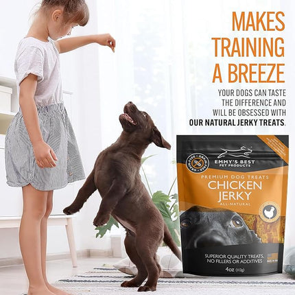 Emmy's Best EBPP Chicken Jerky Dog Treats Made in USA - 100% Natural Jerky Treats Made with Real Chicken for Medium Dogs, Large and Small Dogs - 4oz Bag