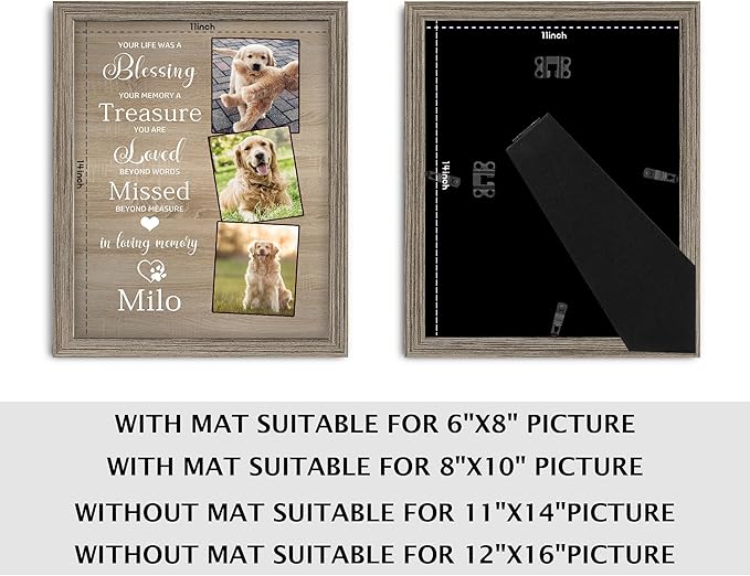 Custom Dog Memorial Gifts, Dog Memorial Canvas Framed with Photo, Personalized Paw Prints with Name and Text, Dog Loss Sympathy Ornament Gift for Dog Cat Lover Owners
