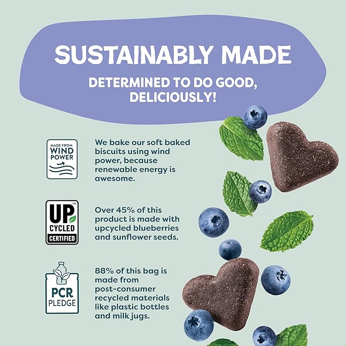 Shameless Pets Soft-Baked Dog Treats, Blueberried Treasure - Natural & Healthy Dog Chews with Mint for Immune Support - Made in USA, Free from Grain, Corn & Soy - 1-Pack