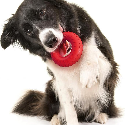 Playology Dog Toys | Dual Layer Ring Durable Chew Toy for Aggressive Chewers | Medium Beef Scented Toy - Easy to Clean and Made from Non Toxic Materials