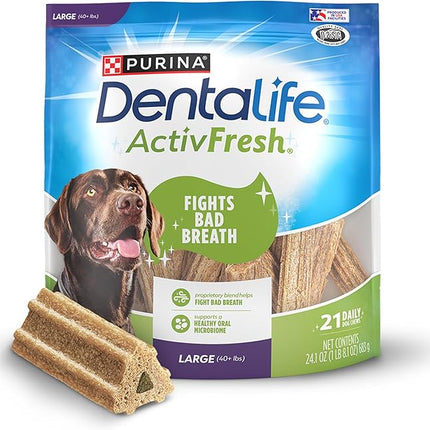 DentaLife ActivFresh Dog Chews for Large Dogs 40 lbs. and up, Dental Chews to Freshen Breath, Chicken Flavor, 24.1 oz., 21 Chews - 21 ct. Pouch