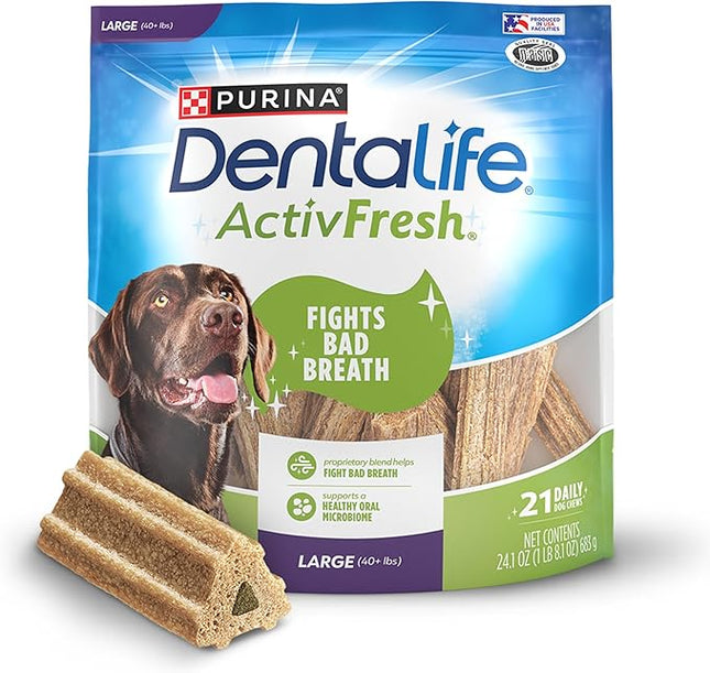 DentaLife ActivFresh Dog Chews for Large Dogs 40 lbs. and up, Dental Chews to Freshen Breath, Chicken Flavor, 24.1 oz., 21 Chews - 21 ct. Pouch