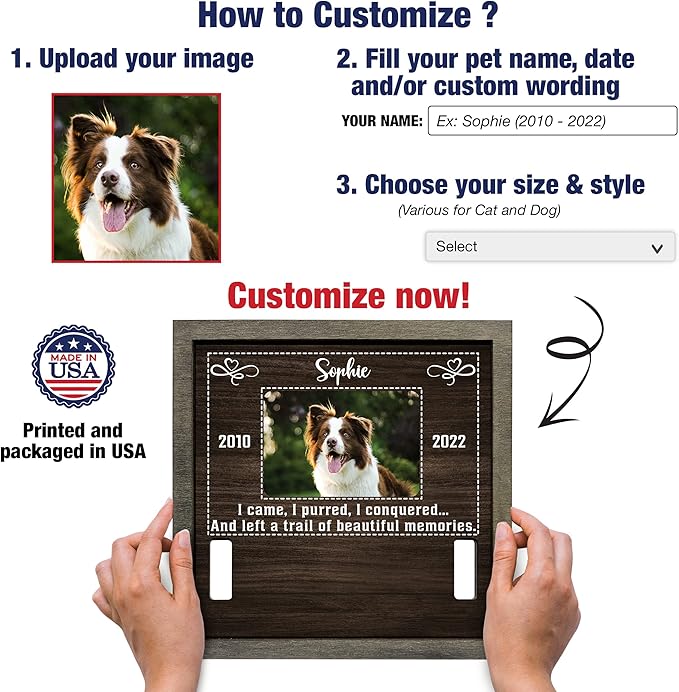 Customized Dog Picture Frames for Dogs That Passed Personalized Dog Gifts for Pets Dog Memorial Frames Pet Photo Frames and Memorials Loss of Dog Gifts Rainbow Bridge Pet Memorial Gifts