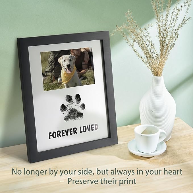 Dog Memorial Gifts for Loss of Dog – Pet Memorial Frame for 4x6 Photo & Inkless Paw Print Kit – Sympathy Gift for Pet Loss, Bereavement, Remembrance Rainbow Bridge Keepsake for Pet Lovers