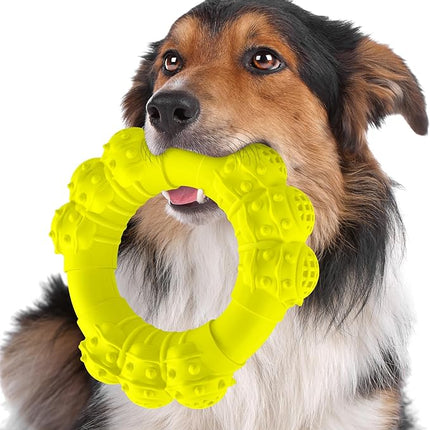 Indestructible Dog Chew Ring Toys for Aggressive Chewers, Super Chewer Dogs Toy for Medium Large Dogs, Puppy Teething Rings for Relax, Interactive Dog Toy, Heavy Duty Teething Toys