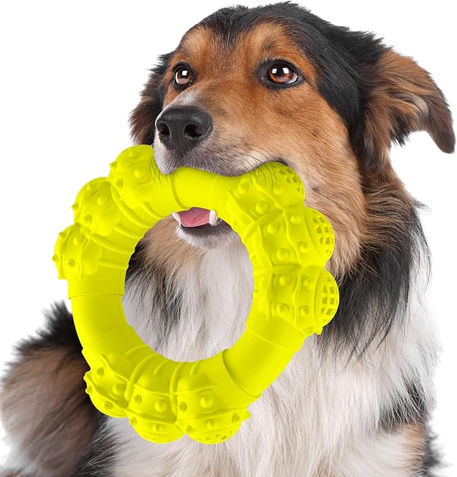 Indestructible Dog Chew Ring Toys for Aggressive Chewers, Super Chewer Dogs Toy for Medium Large Dogs, Puppy Teething Rings for Relax, Interactive Dog Toy, Heavy Duty Teething Toys