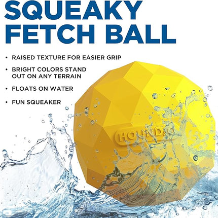 Hound2O Dog Toys | Squeaky Fetch Ball for Dogs | Yellow Floating Outdoor Toy - Easy to Clean and Made from Non Toxic Materials