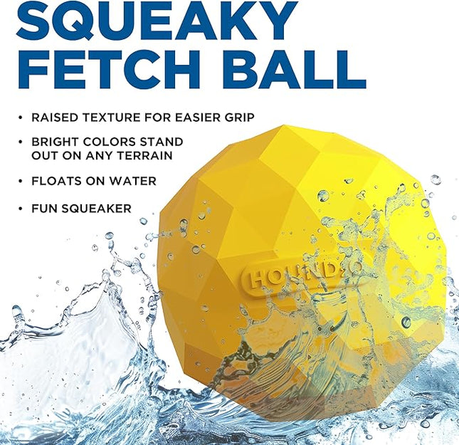 Hound2O Dog Toys | Squeaky Fetch Ball for Dogs | Yellow Floating Outdoor Toy - Easy to Clean and Made from Non Toxic Materials