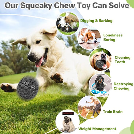 Interactive Squeaky Dog Balls, Dog Toys for Aggressive Chewers Large Breed for Relieving Anxiety, Tough Dog Chew Toys Balls for Aggressive Chewers, Outdoor Squeaky Dog Toys for Large Dogs