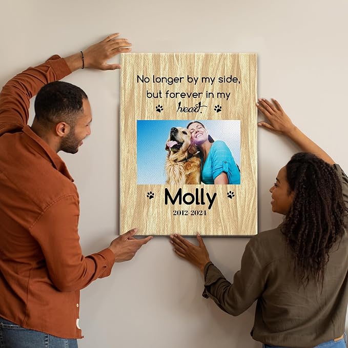 Personalized Pet Memorial Gifts for Dogs Customized Gifts for Dogs Cats Custom Loss of Pet Sympathy Gift Canvas Dog Loss Gift Canvas with Picture Name