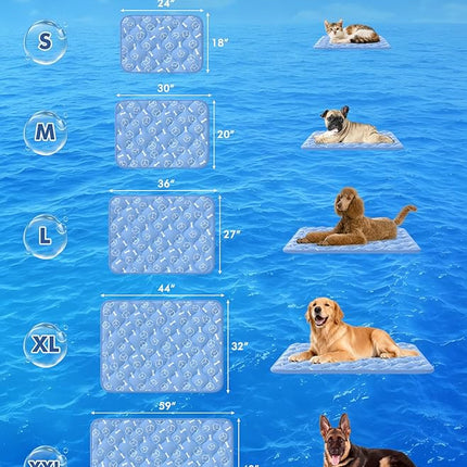 Rywell Dog Cooling Mat 2.0, 36 * 27 Thicken Cooling Mat for Large Dog, Internal Waterproof& Endothermic Color Changing Arc-Chill Cool Fiber(QMAX>0.5) for Pet in Summer, Washable, Non-Toxic