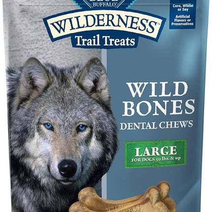 Blue Buffalo Wilderness Wild Bones Grain-Free Dental Chews Dog Treats, Large, 27-oz Bag