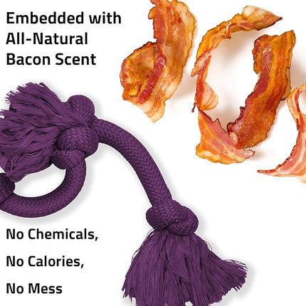 Playology Rope Toys for Dogs | Tug of War Dog Toy for Aggressive Chewers | Bacon Scented Dog Toys | Mega Rope Toy for Interactive Play