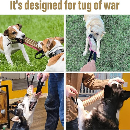 Storystore Dog Tug Toy Dog Training Bite Pillow Jute Bite Toy - Best for Tug of War, Puppy Training Interactive Play - Interactive Toys for Small and Medium Dogs (Striped, 11.8" x 3.15")