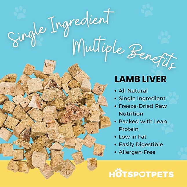 hotspot pets Lamb Liver Treats, 1LB Bag, All Natural Grain-Free Cat & Dog Training Topper Snack, Single Ingredient, Made in USA