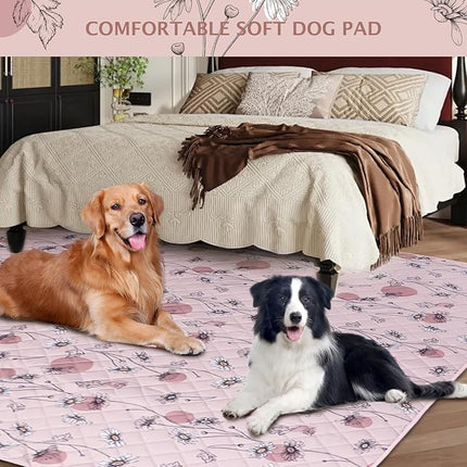 IEUUMLER Washable Pee Pads for Dogs Extra Large 71" x 71", 1 Pack Non-Slip & Waterproof Whelping Pad, Reusable Puppy Potty Training Pad with Fast Absorbent for Playpen EU007 (Pink Daisy, 71"X71"-1pcs)