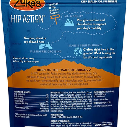 Zuke’s Hip Action, Hip And Joint Support Treats, Soft And Chewy Natural Dog Chicken Treats, Chicken Recipe - 6.0 OZ Bag