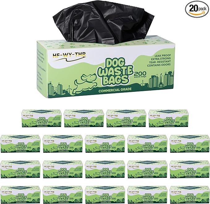 Dog Waste Bags 4000 Count - Doggie Poop Bags Rolls Replacements for HOA & Park Dispensers - Thick, Plastic, Leakproof and Tear Resistant