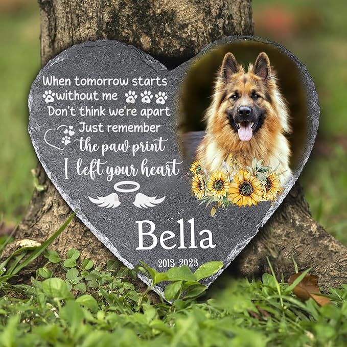 Gabita Custom photo Dog Memorial Stone, Pet Memorial Gifts for loss of Dogs, Personalized Pet Grave Markers Headstone Cemetery Decorations for Dog