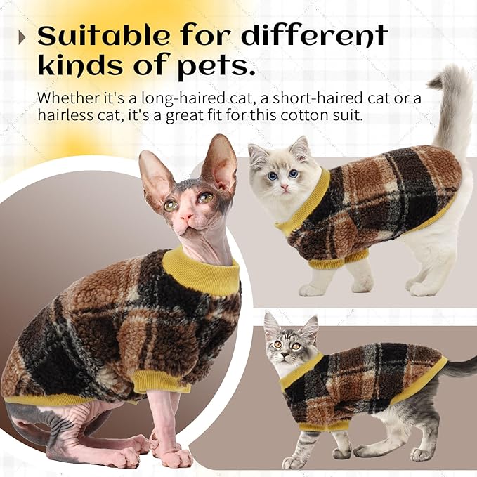 Cat Clothes -2 Legged Pullover Cat Sweater Soft Warm Pet Apparel Kitten Clothes for Kittens Only Elastic, Yellow M