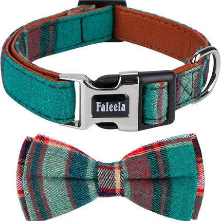Faleela Cute Soft Girl Christmas Dog Collar with Bow, Bowtie Dog Collar for Boy,Detachable Adjustable Collar for Small Medium Large Pet