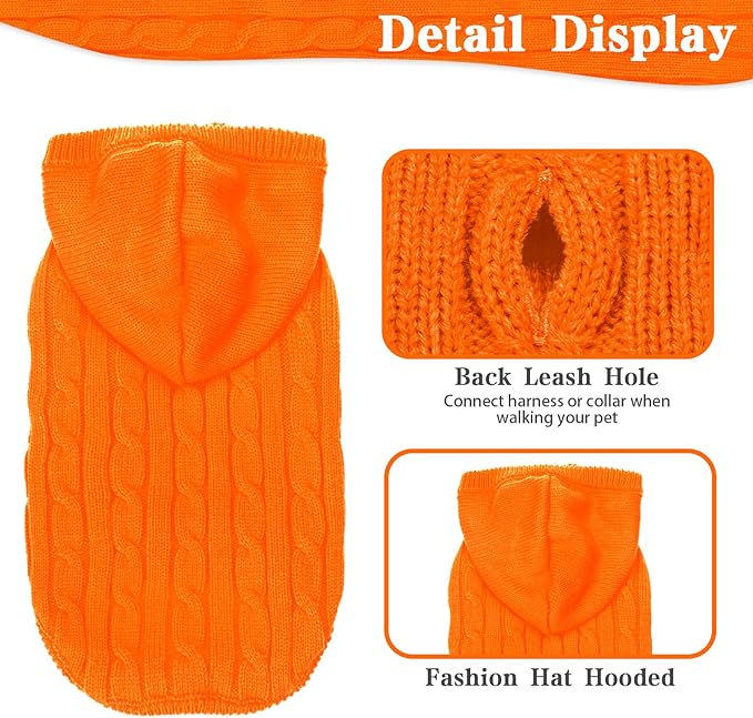 PUPTECK Winter Dog Cat Sweater Coat - Soft Cold Weather Clothes Knitwear for Kitties & Small Dogs Indoor Outdoor Walking Warm, Knitted Classic for Doggies Kitties Girls Boys, Orange S