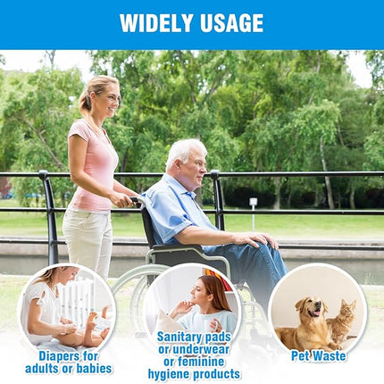 Large Adult Diaper Disposal Bags (18’’x23’’), 288 pcs Value Pack, Scented, Elderly Waste Diaper Disposable Bags, Baby Dirty Diapers Poop Trash Bags, Sanitary Product Disposal,Colorful